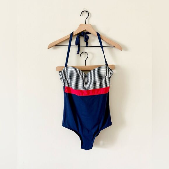 Nip Tuck Swim One Piece with Adjustable Straps in Navy Red White - Size 6 - Picture 1 of 6